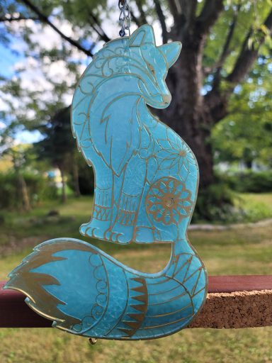 Blue bushy tailed fox